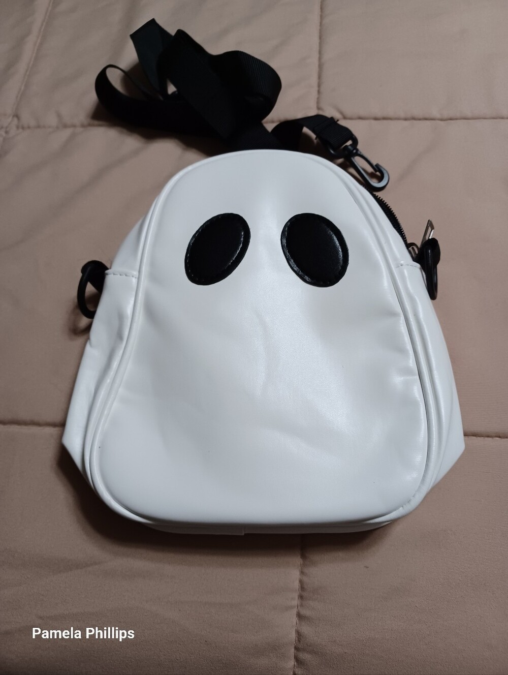 White Ghost Crossbody Bag with Black Accents